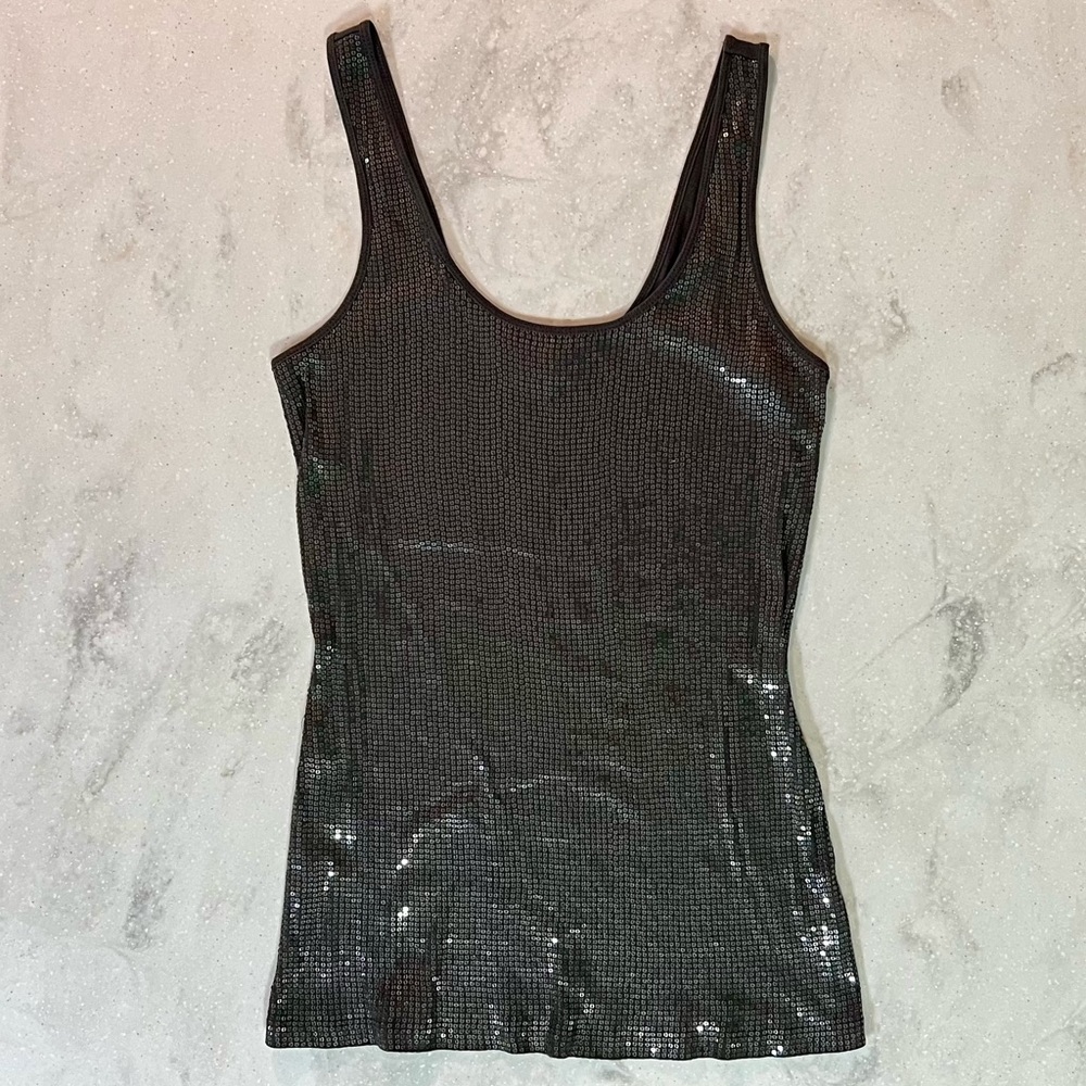 Express Sexy Basic Charcoal Grey Sequined Tank Si… - image 2